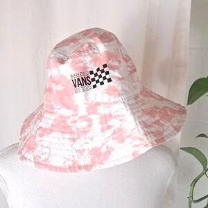 Vans Pink and White Tie-Dye Bucket Hat with Checker Logo